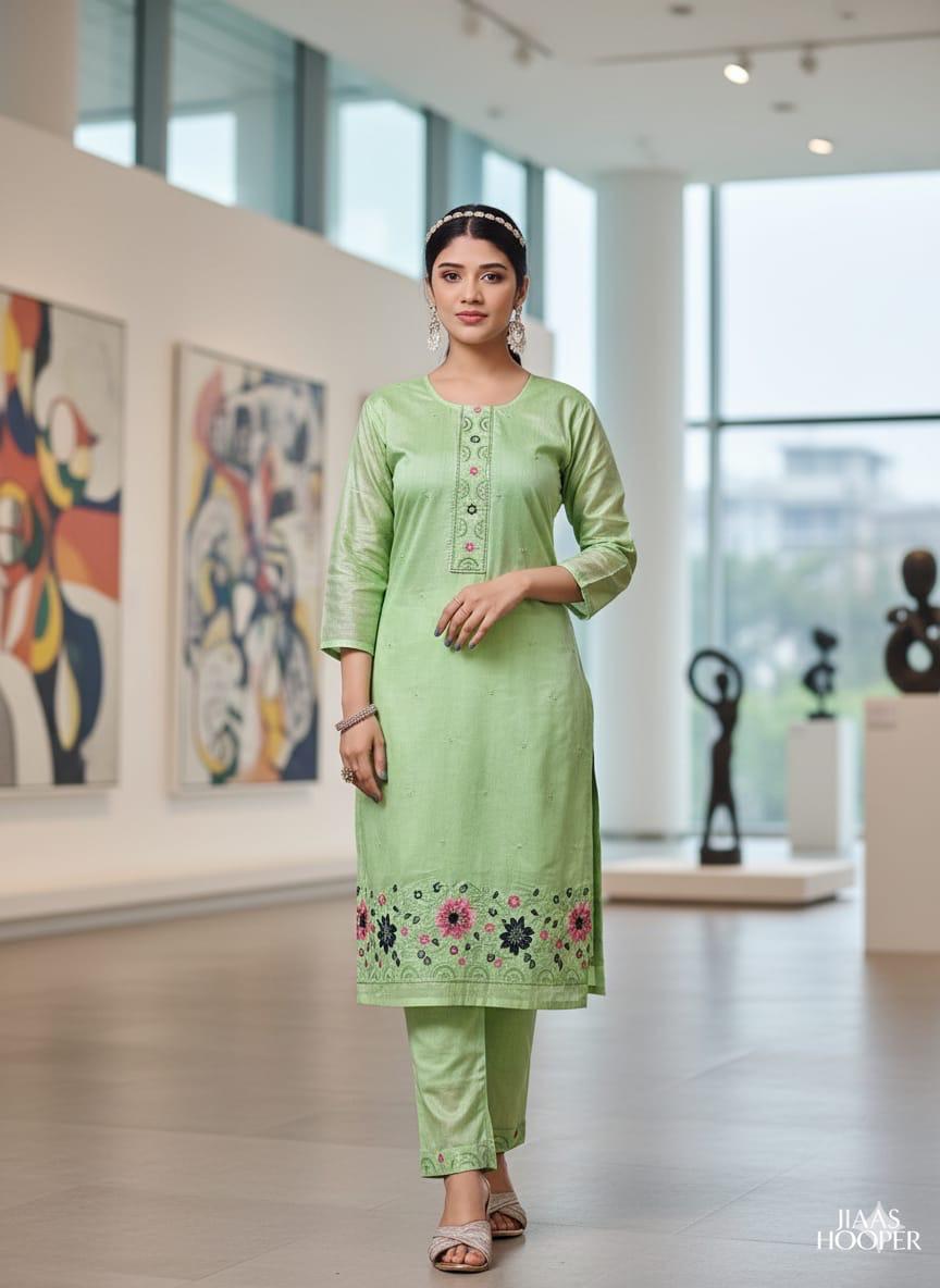Mint Green Embroidered Kurta Suit Set with Dupatta