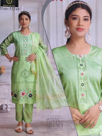 Mint Green Embroidered Kurta Suit Set with Dupatta