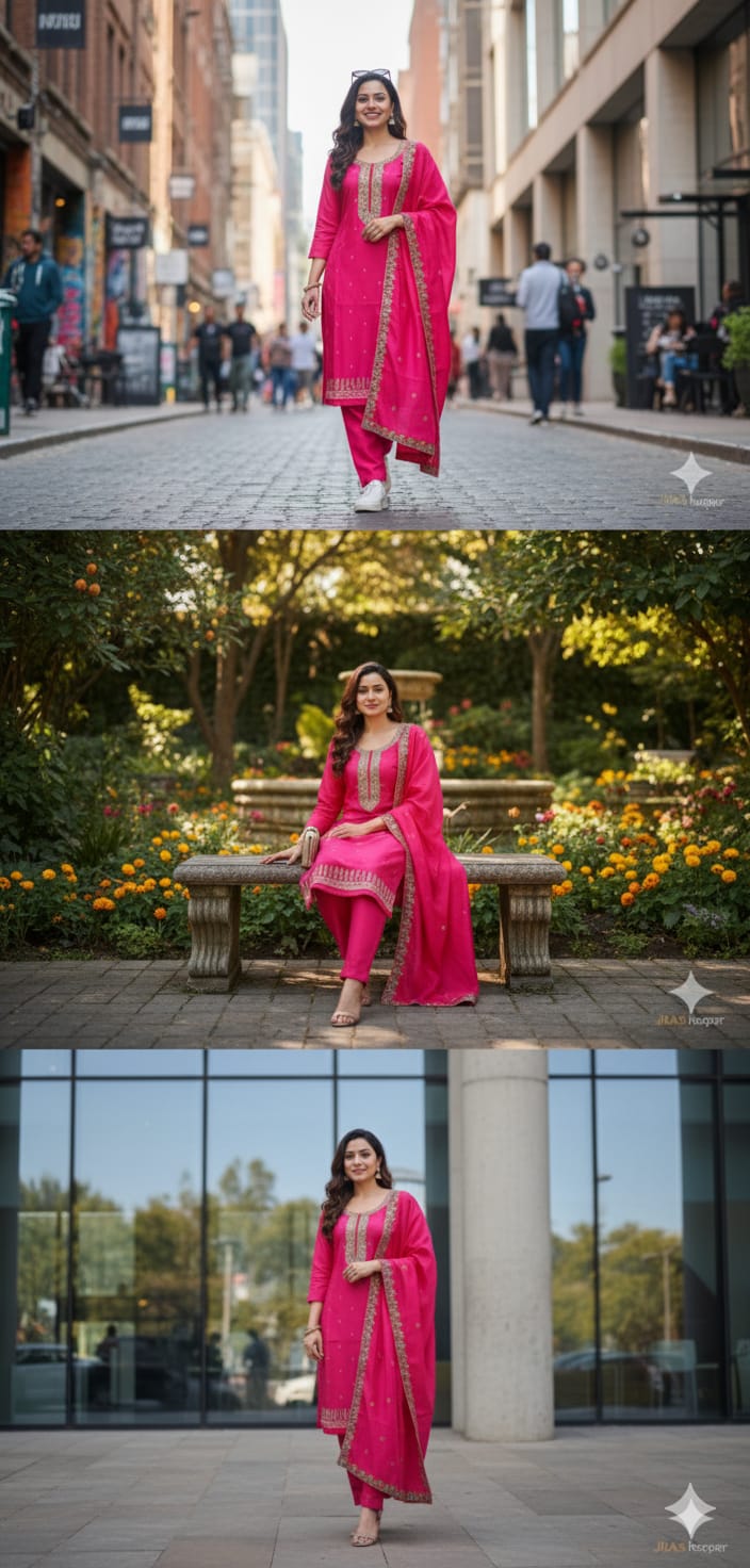Magenta Embroidered Cotton Suit Set with Dupatta | Festive & Ethnic Wear for Women