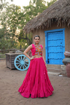 Pink Kutch Embroidered Chaniya Choli Set for Women | Mirror Work Navratri Garba Dress