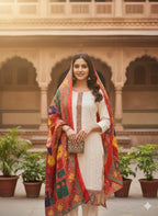 Traditional White Cotton Kurta with Designer Border