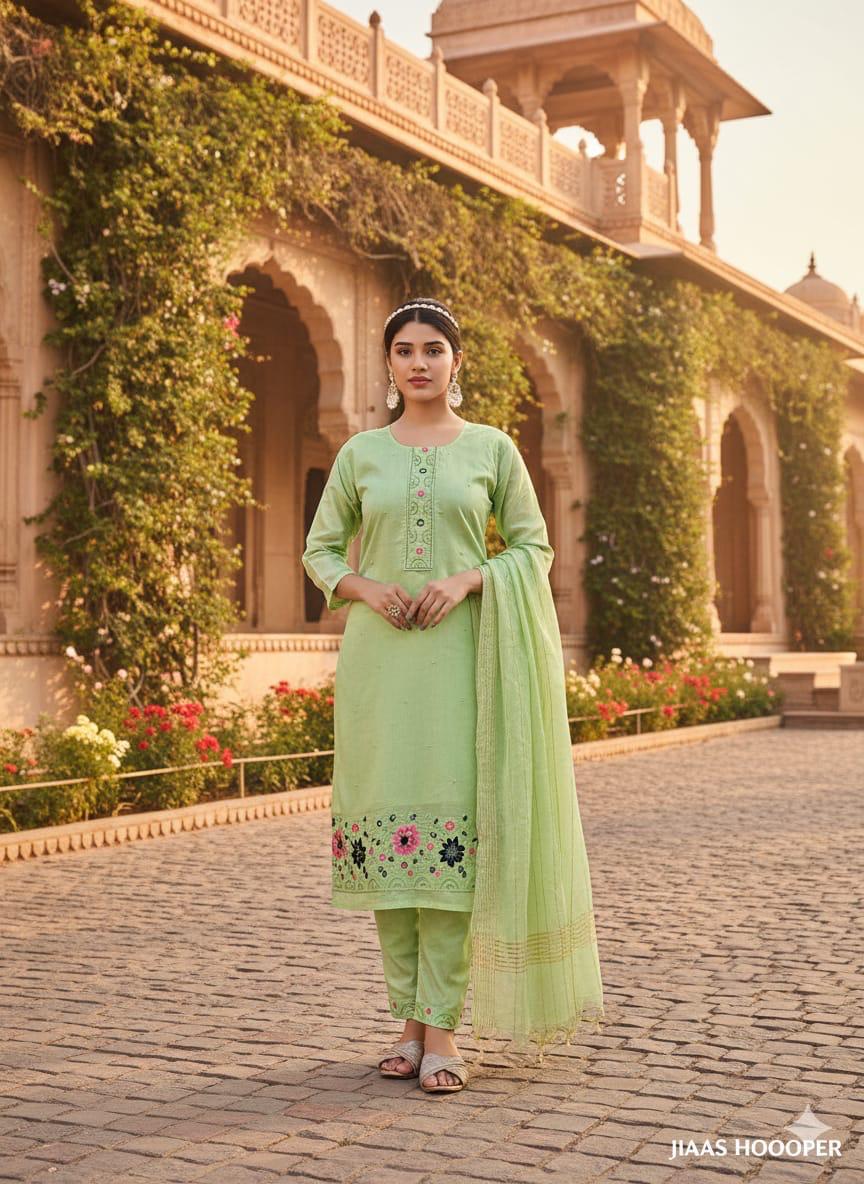 Mint Green Embroidered Kurta Suit Set with Dupatta