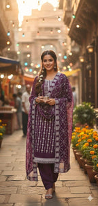 Women’s Wine Embroidered Kurta Pant Set | Elegant Party Wear Ethnic Suit
