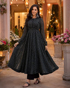 Women’s Black Printed Anarkali Kurta Set