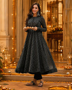 Women’s Black Printed Anarkali Kurta Set