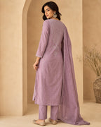 Lavender Embroidered Straight Kurti