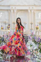 Women's Multicolor Floral Printed Lehenga Choli Set with Organza Dupatta | Designer Festive Wear