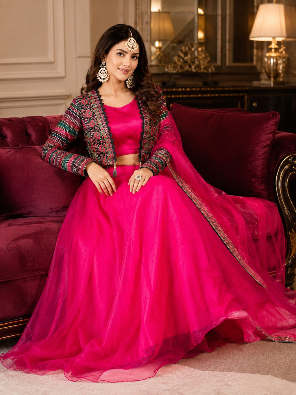 Hot Pink Designer Lehenga Choli Set