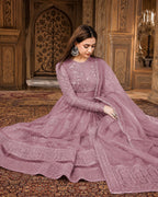 Lavender Embroidered Anarkali Suit Set