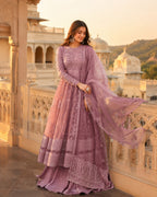Lavender Embroidered Anarkali Suit Set