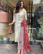 Heavy Fully Stitched JCARD Silk Suit Set Luxury 3-Piece Set for Women